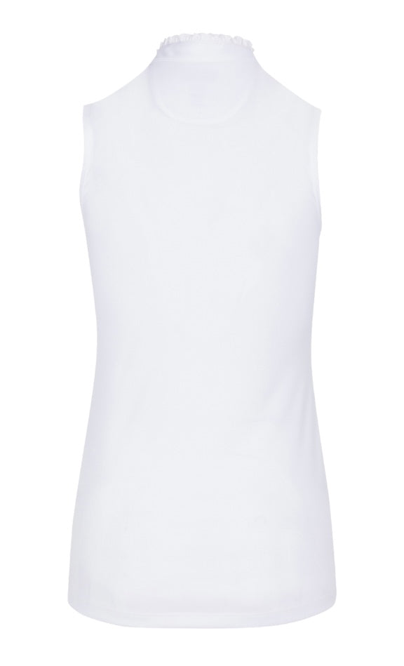 Greg Norman RUFFLE COLLAR SLEEVELESS BUTTON POLO G2F23K405 White