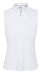 Dunning Freya Jersey Performance Sleeveless Polo D2F24K434- White Size: Med