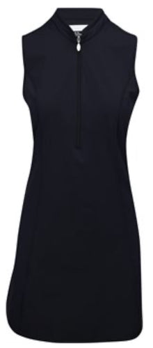 Greg Norman Tech Warp-Knit Sleeveless Zip Black Dress G2S24K413 Size: Medium