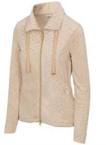 Greg Norman Dazzle Zebra Velour Outerwear Jacket G2F24J360 Sand Dune Size: Medium