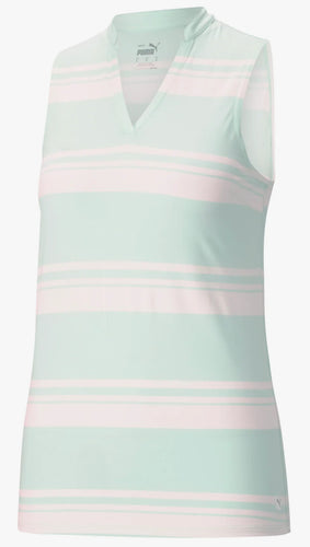 Puma CLOUDSPUN Valley Stripe Sleeveless Golf Polo 599629 09  Soothing Sea Size: Large & X-Large