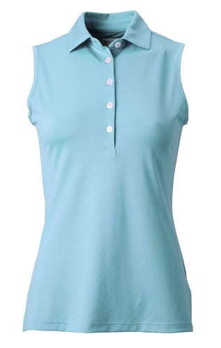 Greg Norman SLEEVELESS FREEDOM MICRO PIQUE STRETCH POLO G2S21K451 Pure Aqua Size: Medium