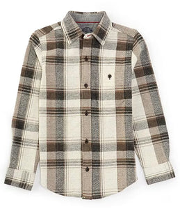Flag & Anthem Clearbrook LS Hero Knit Flannel M-FA23WS1493 Cream/ Charcoal Size: Medium