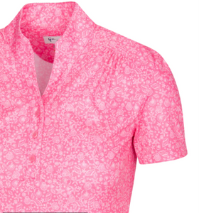 Greg Norman ML75 Microlux Starfish & Shells Print Polo G2S23K401 Peony Size: Medium