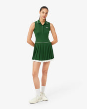LACOSTE Women's Ultra Dry Tennis Heritage Dress EF8582 HII GREEN/WHITE - SMALL