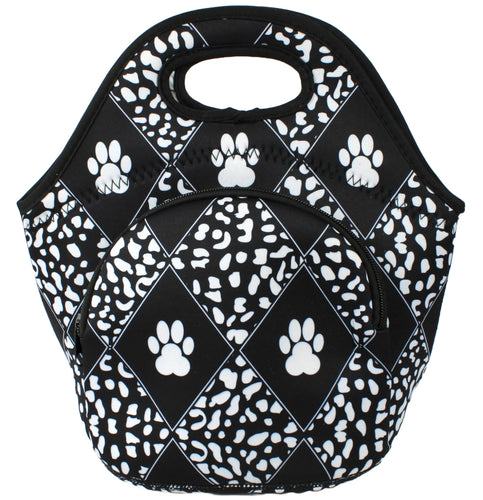 Neoprene Lunch Bag with Pocket - Paws