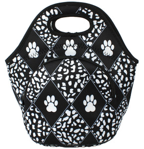 Neoprene Lunch Bag with Pocket - Paws