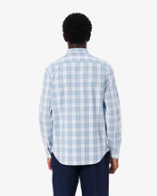LACOSTE Men's Slim Fit Stretch Plaid Shirt CH3745 51 CGI White / Blue / Navy Blue- MEDIUM