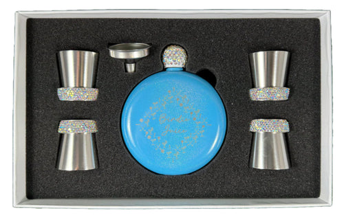 Birdie Juice Flask and Shot Glass Set - Blue