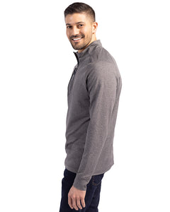 Cutter & Buck Adapt Eco Knit Heather Mens Quarter Zip Pullover MCK01281 Elemental Grey Size: Large