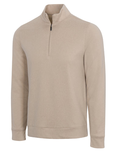 Greg Norman LINED QUARTER-ZIP WIND SWEATER G7S24S136 Oatmeal Heather Size: Large