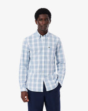 LACOSTE Men's Slim Fit Stretch Plaid Shirt CH3745 51 CGI White / Blue / Navy Blue- MEDIUM