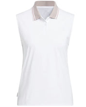 Addias BEYOND THE COURSE TWISTKNIT SLEEVELESS POLO SHIRT White/ Beige JE7357 Size: L