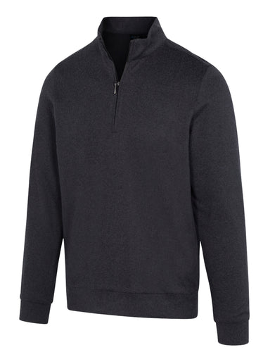Greg Norman LINED QUARTER-ZIP WIND SWEATER G7S24S136 Black Heather Size: Large