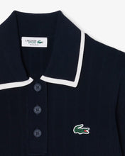LACOSTE Women's Short Sleeve Polo Collar Golf Sweater Navy Blue / White • HHW AF9430-51 -SMALL
