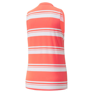 Puma CLOUDSPUN Valley Stripe Sleeveless Golf Polo 599629 06 Hot Coral Size: Large