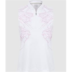 Dunning EILISH SLEEVELESS JERSEY PERFORMANCE POLO WHITE/MAUVE DESERT Size: Med