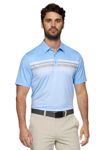 Flag & Anthem Norman SS Blocked Chest Stripe Performance Polo M-COREKT2013 Light Blue Heather