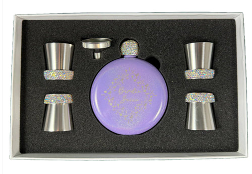 Birdie Juice Flask and Shot Glass Set - Purple