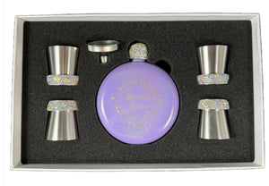 Birdie Juice Flask and Shot Glass Set - Purple