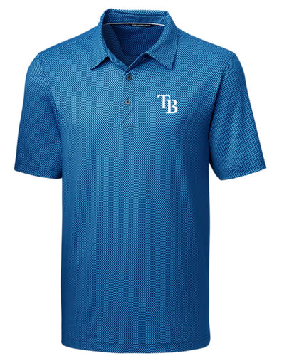 Tampa Bay Rays Cutter & Buck Pike Mini Pennant Print Stretch Mens Polo MCK00074- Liberty Navy