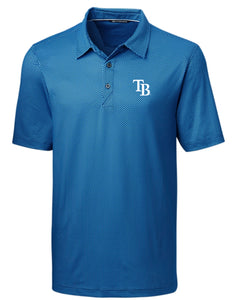 Tampa Bay Rays Cutter & Buck Pike Mini Pennant Print Stretch Mens Polo MCK00074- Liberty Navy