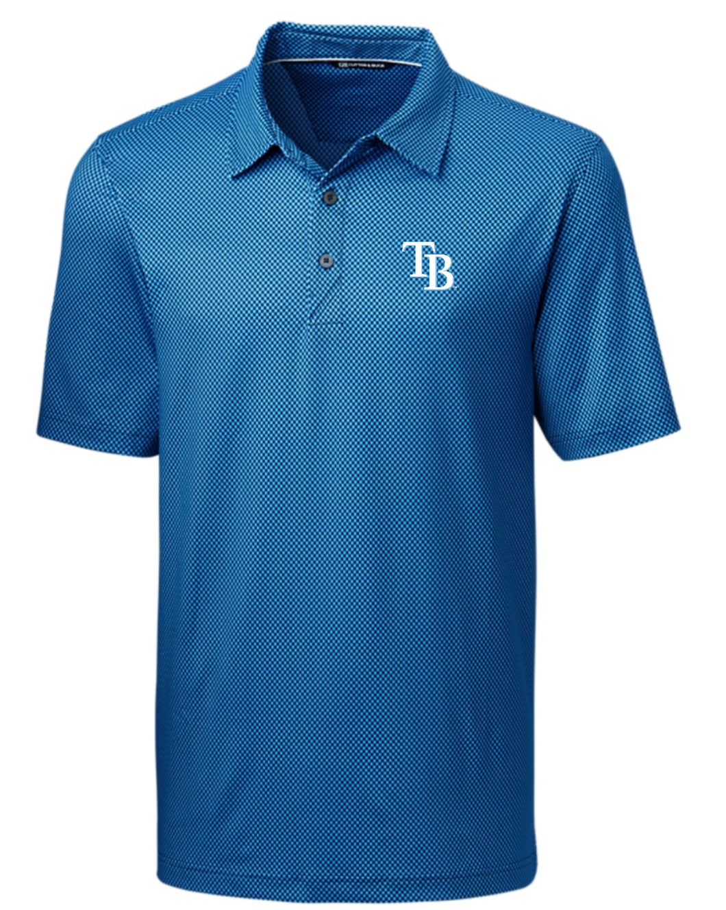 Tampa Bay Rays Cutter & Buck Pike Mini Pennant Print Stretch Mens Polo MCK00074- Liberty Navy