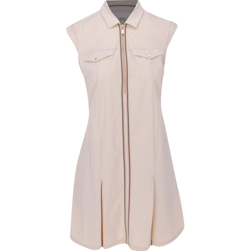 Greg Norman Ranger 1/2 Zip Sleeveless Dress Sand Dune Size: Medium