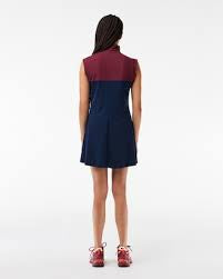 Lacoste EF1032-51 Women's Tennis Dress [Navy Blue/Bordeaux] w/ Shorts Size: 36 (Small)