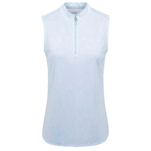 Puma Women’s Cloudspun Jungle Sleeveless Polo 532997 02 White/Aqua Size: X-Large