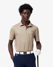 LACOSTE Men's Regular Fit UV Protect Golf Polo Beige / Blanc DH5175 CW 8IH -MEDIUM