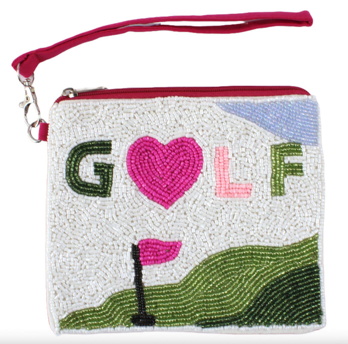 Beaded Golf Wristlet - Green Golf