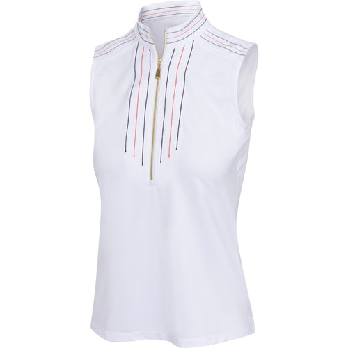 Greg Norman Hanna Sleeveless Zip Shirt Polo G2F24K300 White Size: Medium