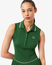 LACOSTE Women's Ultra Dry Tennis Heritage Dress EF8582 HII GREEN/WHITE - SMALL