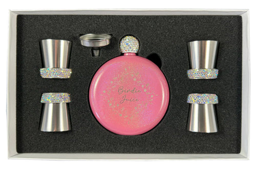 Birdie Juice Flask and Shot Glass Set - Pink