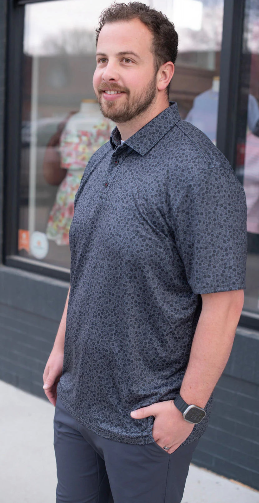 Flag & Anthem Cobbtown Floral Print Performance M-COREKT1606 Charcoal