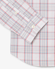 LACOSTE Men's Slim Fit Stretch Plaid Shirt CH3745-51 CCI White/Light Pink/Red/Blue-MEDIUM