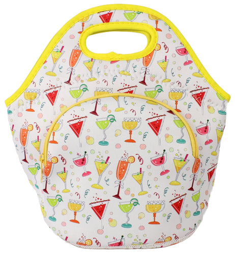 Neoprene Lunch Bag with Pocket - Party Time (White)