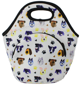 Neoprene Lunch Bag with Pocket - Doggie Party