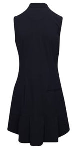 Greg Norman Tech Warp-Knit Sleeveless Zip Black Dress G2S24K413 Size: Medium