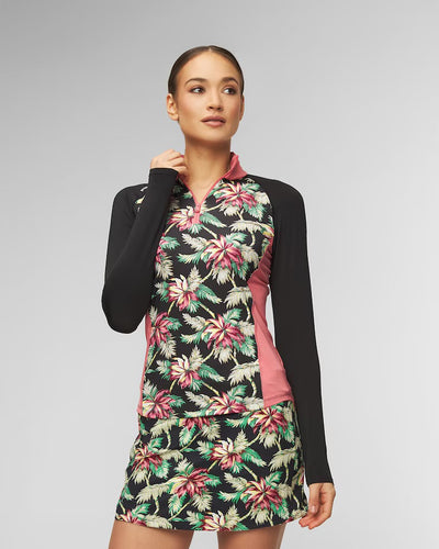 RLX Ralph Lauren Women's UV Jersey 1/4 Zip Pullover - Island Bamboo Floral Multi Size: Small & Medium