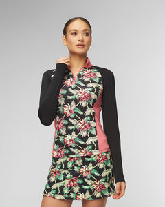 RLX Ralph Lauren Women's UV Jersey 1/4 Zip Pullover - Island Bamboo Floral Multi Size: Small & Medium