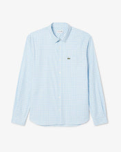 LACOSTE Men's Regular Fit Stretch Plaid Shirt CH1343 51 62E White / Blue- MEDIUM