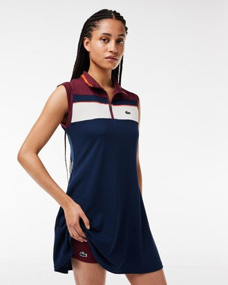 Lacoste EF1032-51 Women's Tennis Dress [Navy Blue/Bordeaux] w/ Shorts Size: 36 (Small)