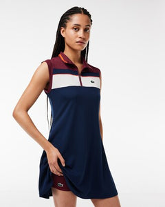 Lacoste EF1032-51 Women's Tennis Dress [Navy Blue/Bordeaux] w/ Shorts Size: 36 (Small)
