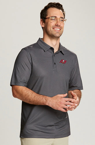Tampa Bay Buccaneers Cutter & Buck Pike Mini Pennant Print Stretch Mens  Polo MCK00074 -Black