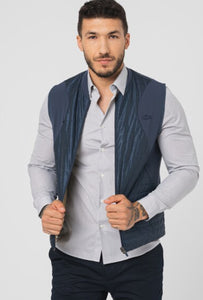 Lacoste Vesta Reversible Quilted Vest BH9266 CW BM3 Navy Blue/ Khaki Size: (50) Large
