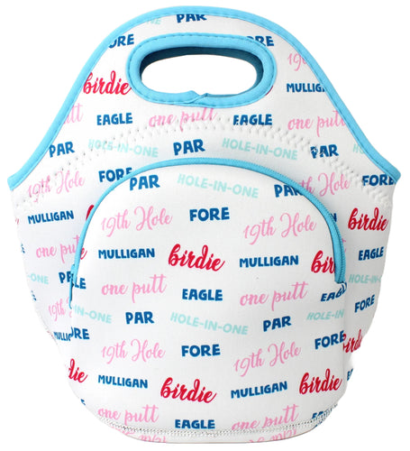 Neoprene Lunch Bag with Pocket - Birdie, Par, Eagle