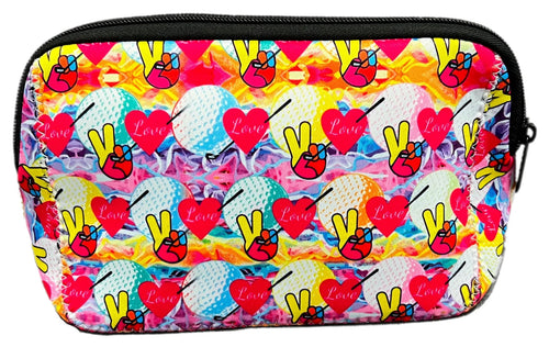 Neoprene Cosmetic Pouch - Peace Love Golf