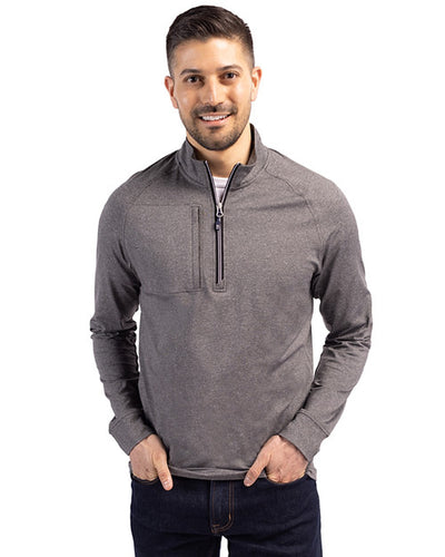 Cutter & Buck Adapt Eco Knit Heather Mens Quarter Zip Pullover MCK01281 Elemental Grey Size: Large